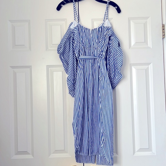 Like new! Bardot Paloma Striped Midi Dress Off the Shoulder - Picture 9 of 12